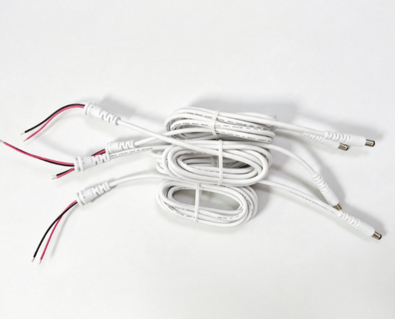 Off-White UL2464 20AWG DC Power Cable 5.5*2.1mm Male Plug To Stripped Tinned Wire End 300V Low Voltage Extension Cord For LED Strip CCTV Camera