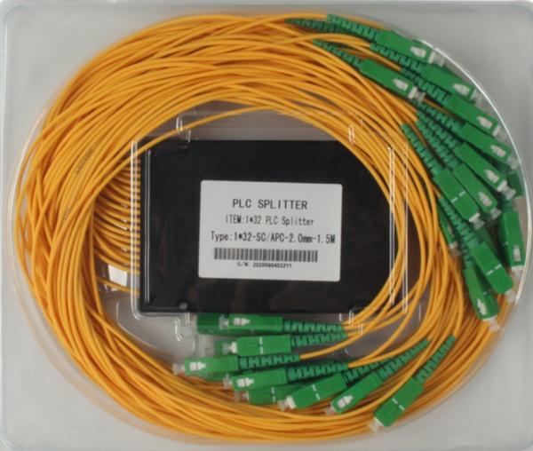 SC APC 1x32 Splitter Optical Fiber For 2.0MM Pigtails 1260nm - 1650nm Work Length