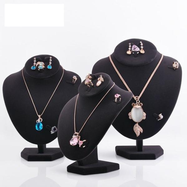 Varnishing Printed Black Velvet Necklace Display Hook Mannequin Display Form