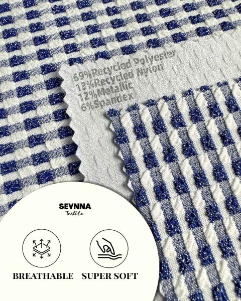 Eco-friendly 245gsm Regular Fit Recycled Swimwear Fabric for Sustainable Swimwear