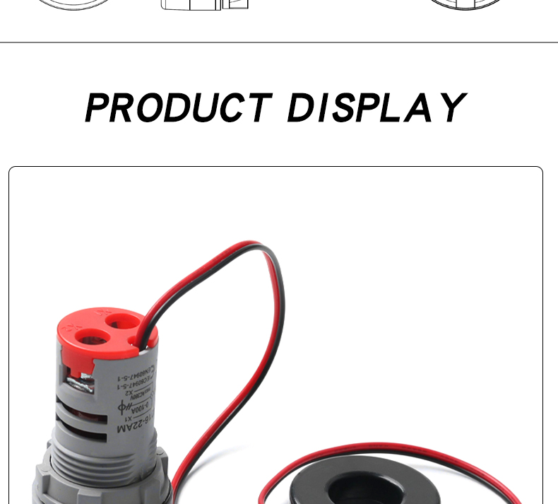 Digital LED Ammeter AD16-22AM Mini Open Hole Current Meter with Indicator Light Small AC Panel Meter