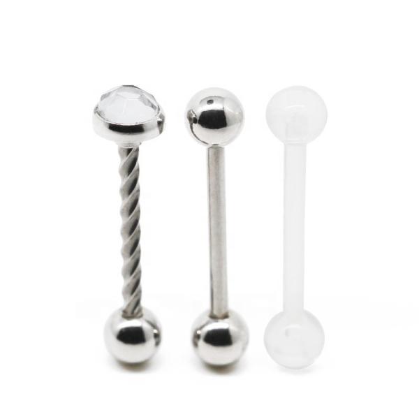 Joia de aço cirúrgica material acrílica da língua do Barbell 14G do parafuso