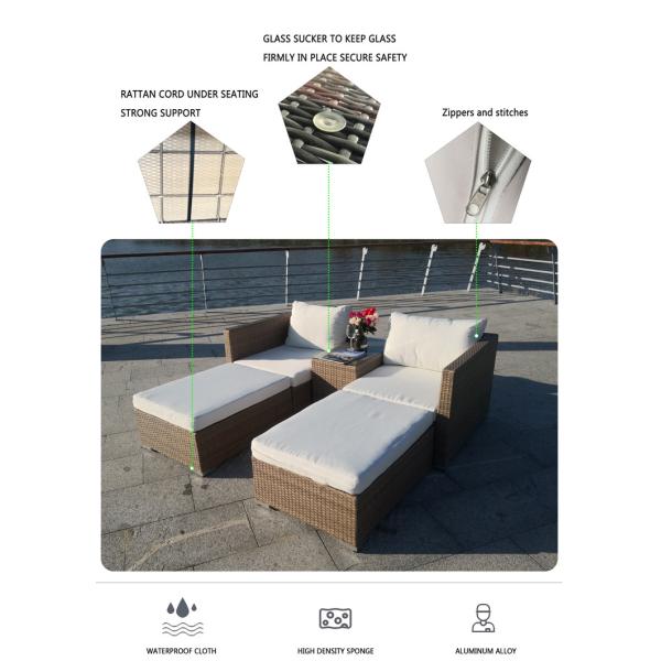 Patio Wicker Cushioned Rattan Lounge Daybed Vine Woven Weaving Bed Garden Beach