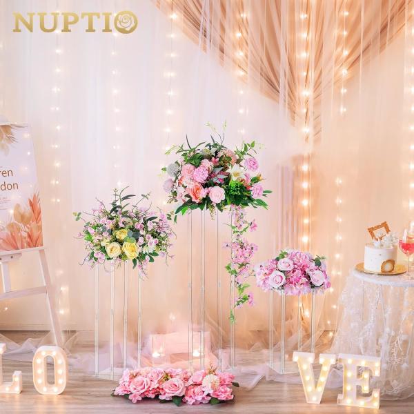 Clear Floor Flower Acrylic Vase Stand Wedding Center Decoration 3 Pieces Birthday Party