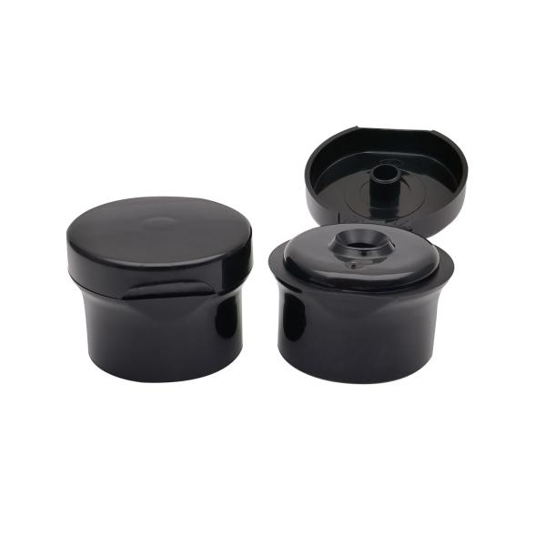 Clamshell 24/410 Black Plastic Flip Top Cap For Shampoo Body Wash Bottle