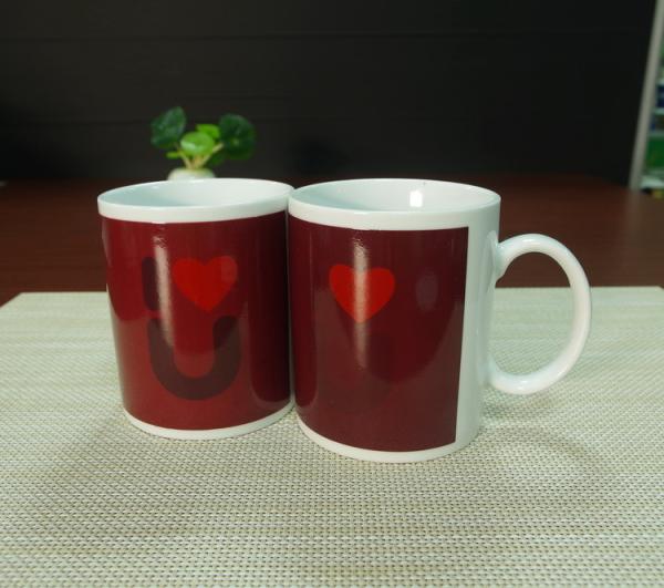 Valentive's Day gift hot water color changing magic ceramic coffee mugs stocked