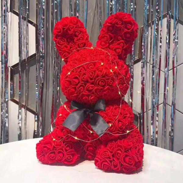 Easter Gift Rose Bunny Wholesale PE Roses Bear with More Colors Bear Roses for Christmas Gift