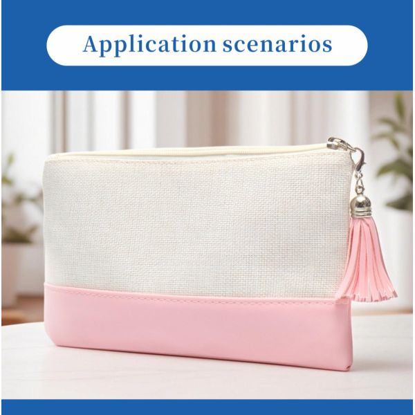 Custom Linen Sublimation PU Leather Cosmetic Bag for Women Personalized Logo Daily Travel Novelty Gift