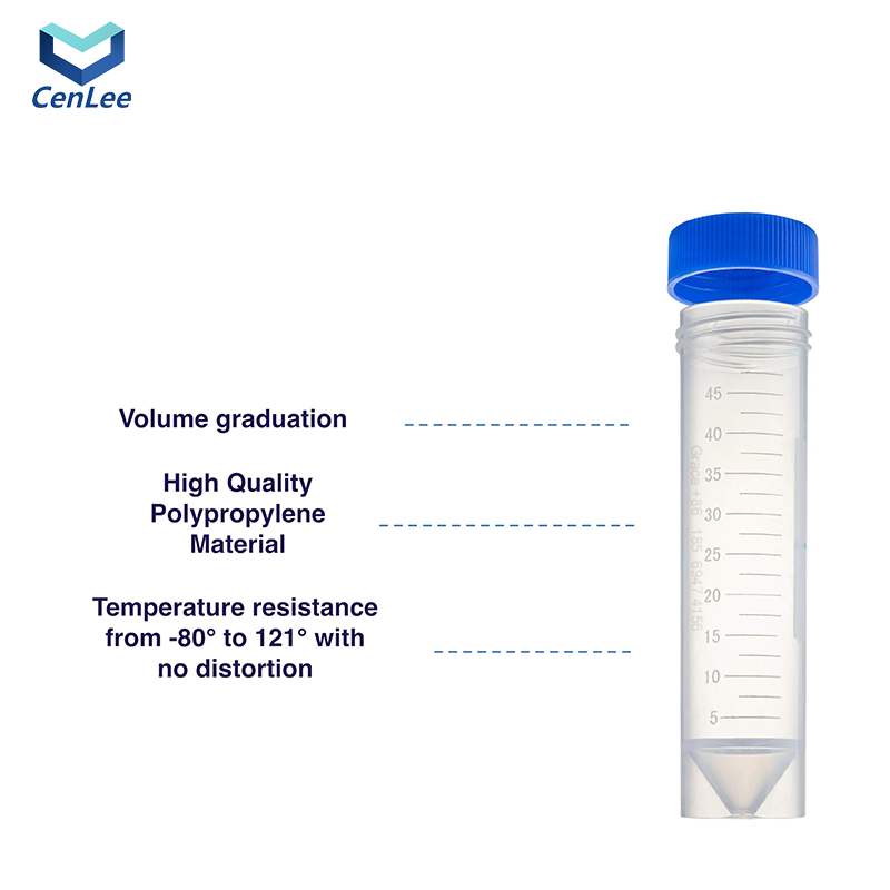 50mL Leak-Proof High Transparency Plastic Conical Centrifuge Tubes Secure Seal Cap for Sample Transport Clinical Laboratory