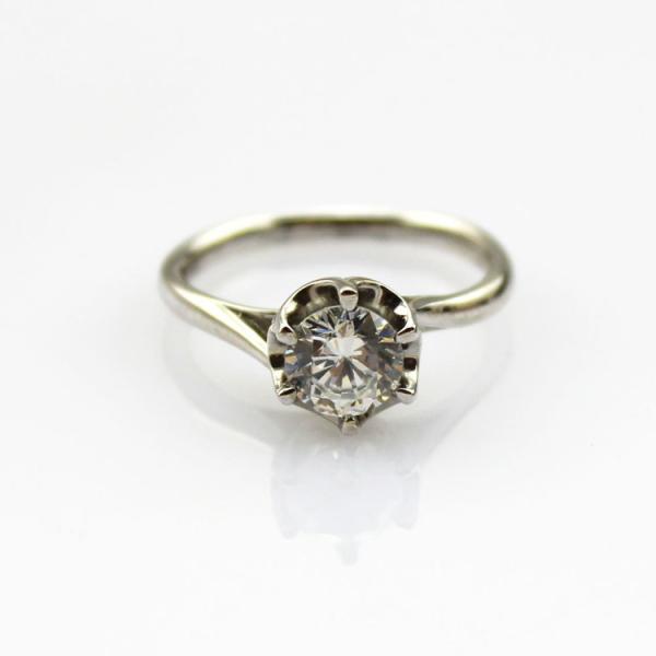 Women Jewelry 925 Silver Ring   Solitaire 6mm Clear Cubic Zirconia（F09-E）
