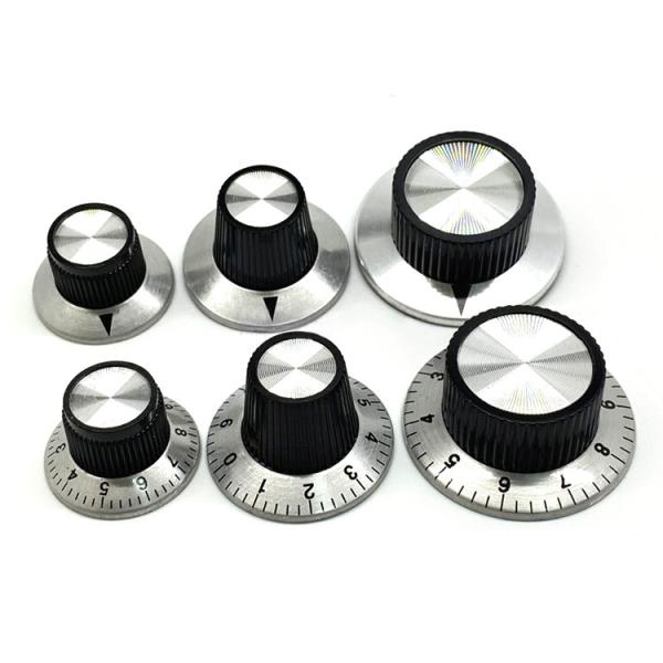 Silver Aluminum Knob 37mm Diameter With Number 0-10 Shaft Hole 6.4MM Knob