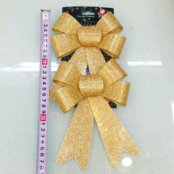 Metallic PVC Holiday Decoration Ribbon Bow Tie , wrapping glitter ribbon bow