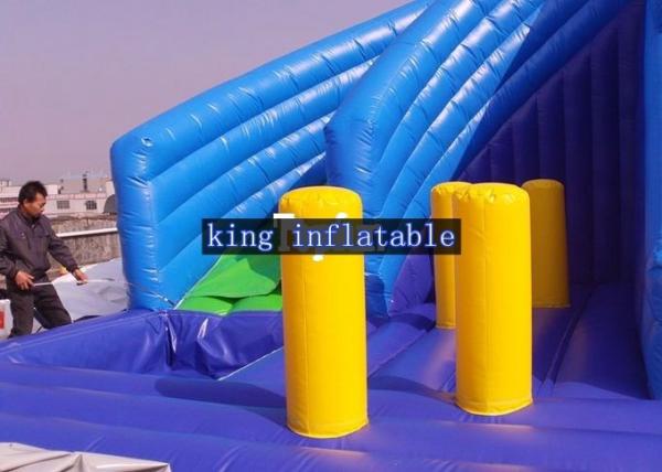 Blue Durable Inflatable Water Slide With Pool N Obstacle Games CE Customized
