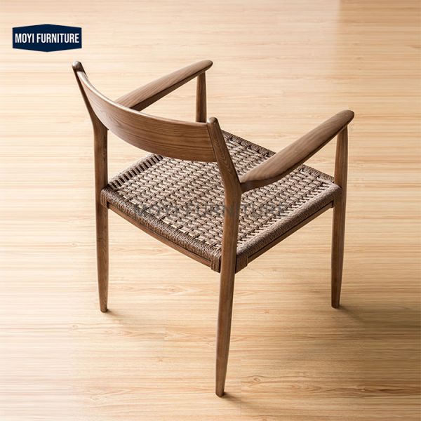 MOYI Ash rattan chair dining mid century antique rattan dining chair