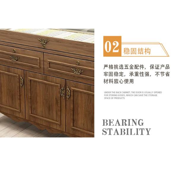 Wooden Rustic LED Display Counter Glass Solid Wood Display Shelf Counter for Retail