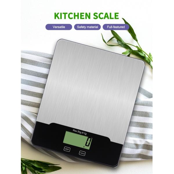 Stainless Steel Kitchen Scale Digital Kitchen Food Weighing Scale Food Scale 5kg