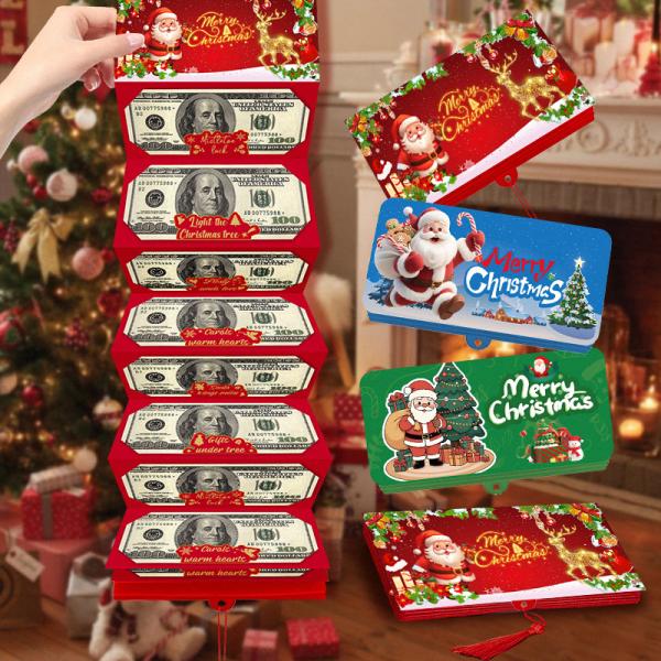 Santa Money Holder With 10 Slots Christmas Dollar Bill Gift Card Organizer Festive Red Tassel Decor For Parties