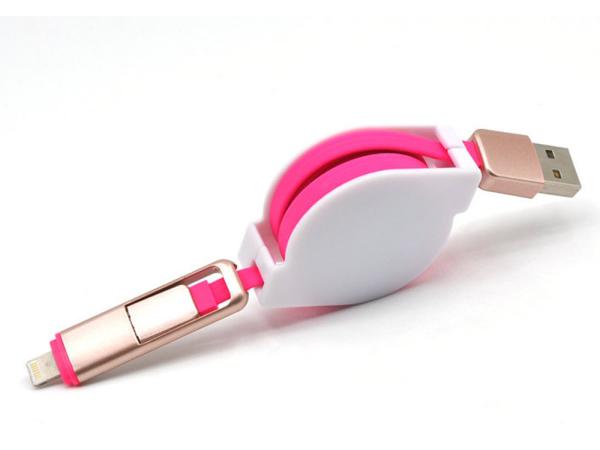TPE 2 In 1 Retractable USB Extension Cable Micro Sync For IPhone 7 Samsung S6 Samsung Note