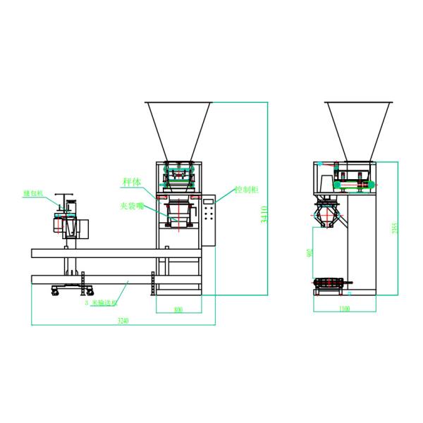 Fertilizante orgánico de la empaquetadora del estiércol vegetal que pesa el relleno y la máquina de ensacar