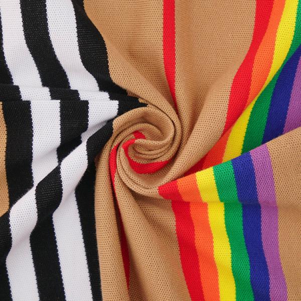 Breathable And Soft Good Quality Lycra Cotton Pique Striped Cotton Fabric For Casual Wear