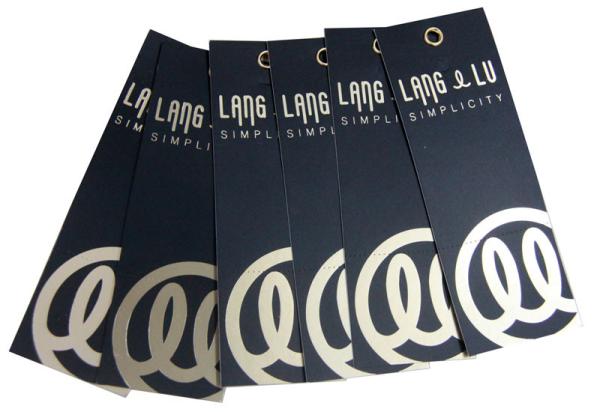 Gold Eyelet 400g Artpaper Gold Logo Clothing Hangtags For Lady Garments Matt Coat