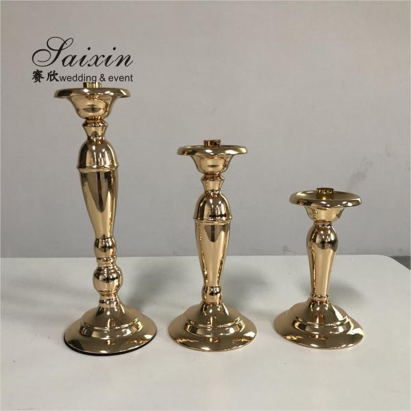 3 peças de núcleo de casamento porta-velas de metal conjunto de candelabro cor de ouro 56cm