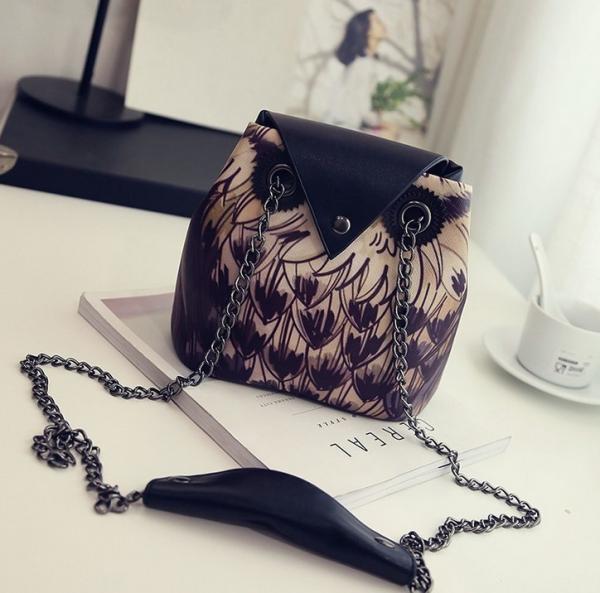 2016 summer new Korean women personalized printing chain shoulder bag cartoon owl tide