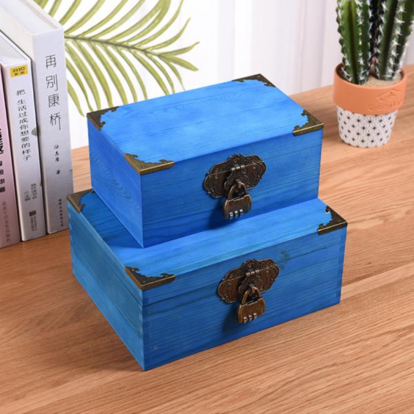 Varnishing Handling Vintage Style Customized Small Wooden Wedding Photo Box with Lock