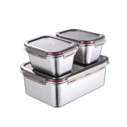 SS304 Contenant alimentaire en acier inoxydable 0,45 mm d'épaisseur avec couvercle verrouillable
