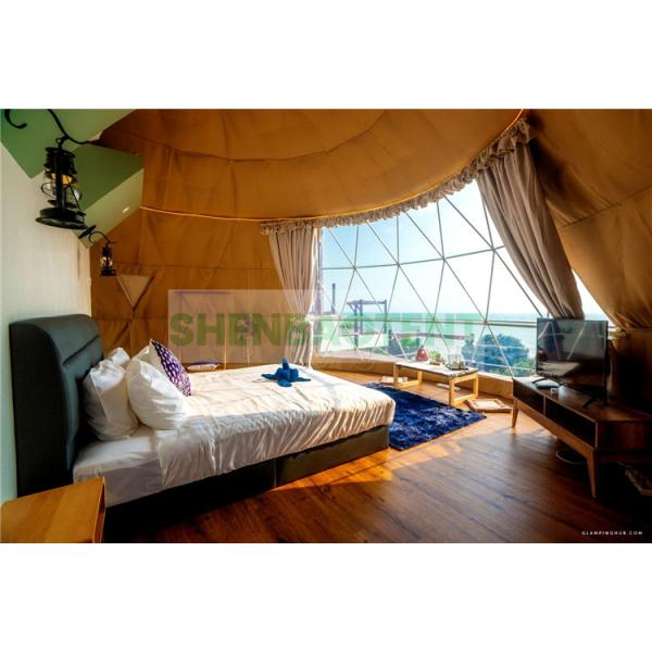 Luxury Hotel PVC Cover Resort Dome Tent Glamping 2 Beds Room For Family Holiday