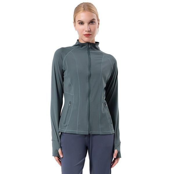                  2023 Spring New Women′s Yoga Wear Sports Coat Quick Dry Standing Collar Long Sleeve Running Coat Fitness Clothes             