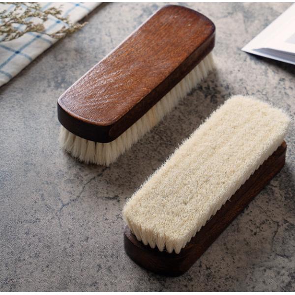 Cepillo de zapatos de haya premium de madera maciza de lana para pulir y abrillantar, cuidado de zapatos de cuero, cepillo multifuncional