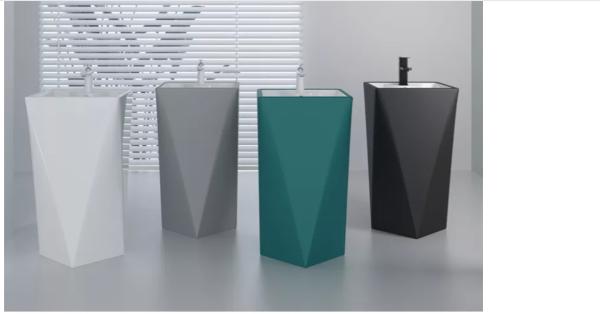 Matt Black Table Top Wash Basin Ceramic Body 410X410X840MM ISO9001