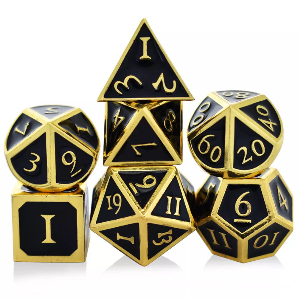 High Quality Zinc Alloy 7pcs Set Custom Logo Metal Dice for D&D RPG Dungeons Dragons