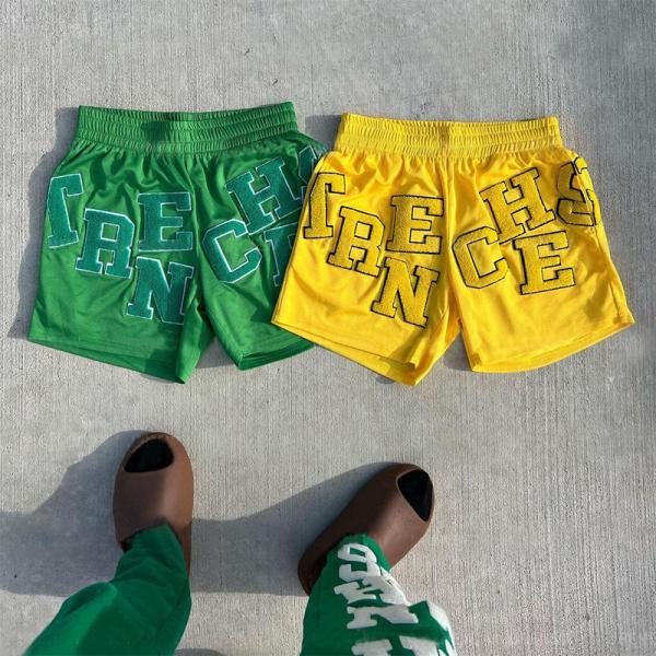 Logo de broderie en chenille Shorts de rue pour hommes Shorts respirants 5 pouces Shorts de rue