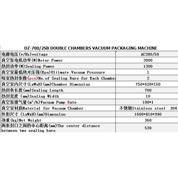Wood Packaging Material Food Vacum Sealing Machine DZ-700/2SB 70CM Large Double Chambers