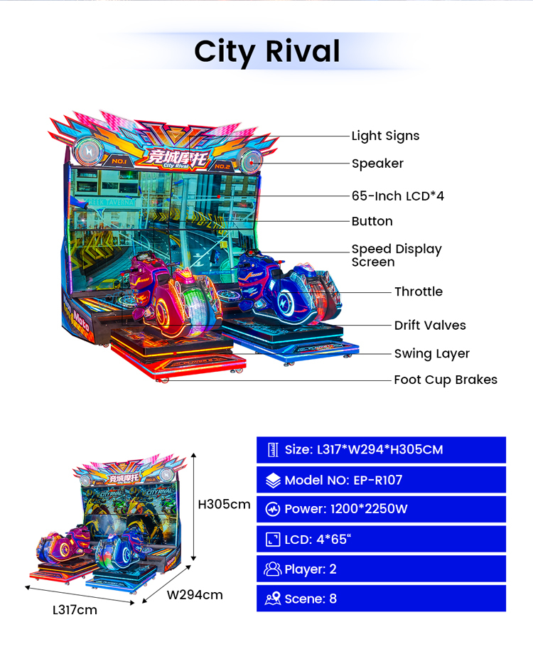 Motorcycle Racing Arcade Machine for Entertainment Centers