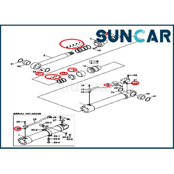 Hydraulic Seal Kit 31Y1-14200 Excavator Outrigger Cylinder Repair Kits Fits R170W-3 Hyundai