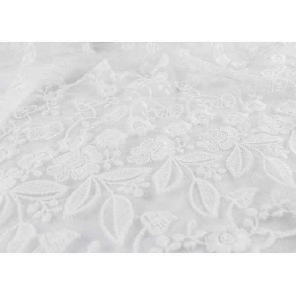 Tela floral blanca del cordón del bordado del guipur/tela de malla nupcial de la lentejuela para el vestido de boda