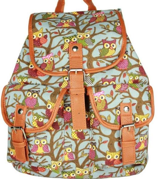 European and American style owl pattern casual fashion lady shoulder rucksack