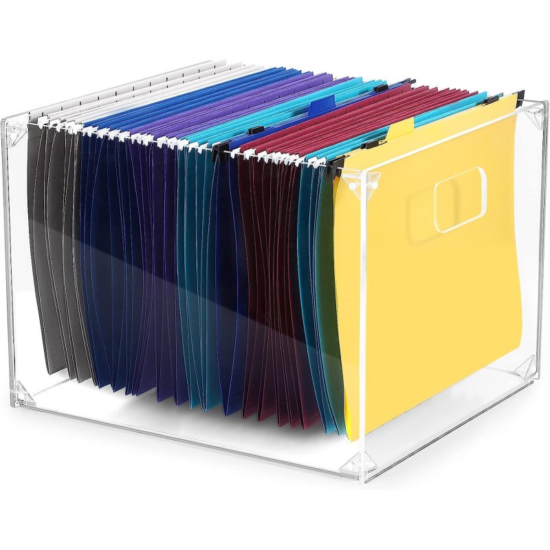 Acrylic File Holder with Handles Acrylic File Organizer Clear File Box for Folder Holder Desktop Organizer