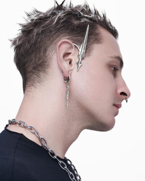 Small Stylish  Waterproof Earrings Saber Silver Ear Cuff
