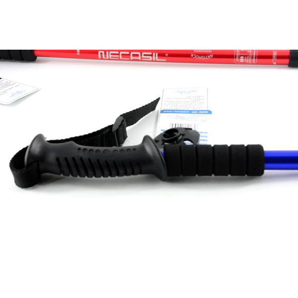 Blue Aluminum Telescopic Mountain Trekking Pole for Straight Handle Walking Cane