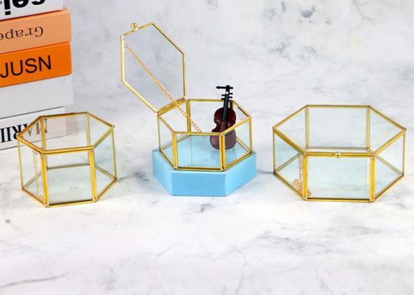 Hexagonal jewelry cover box glass artifact Wedding Decoration storage box gift Yiwu wholesale flower greenhouse