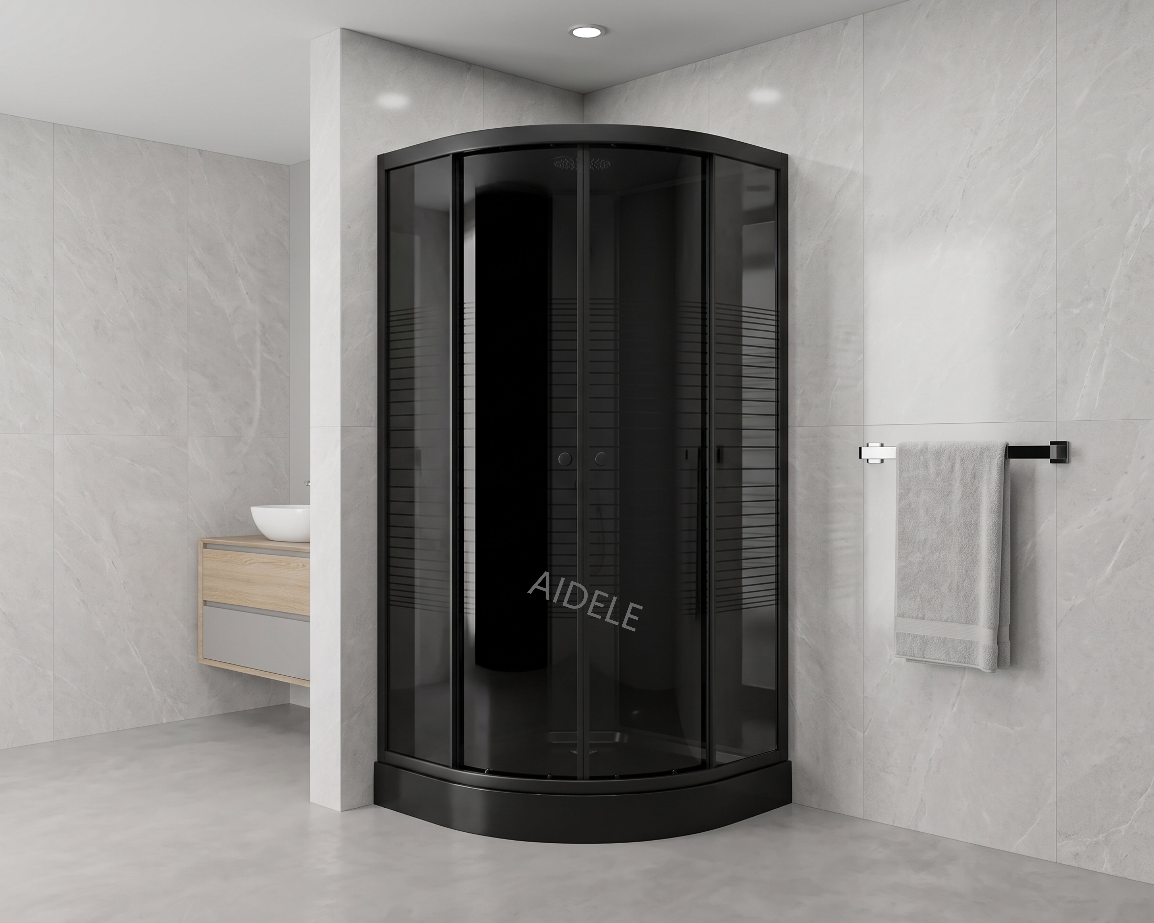 Vertical Prefabricated Bathroom Shower Cabin Box with Nylon Wheels