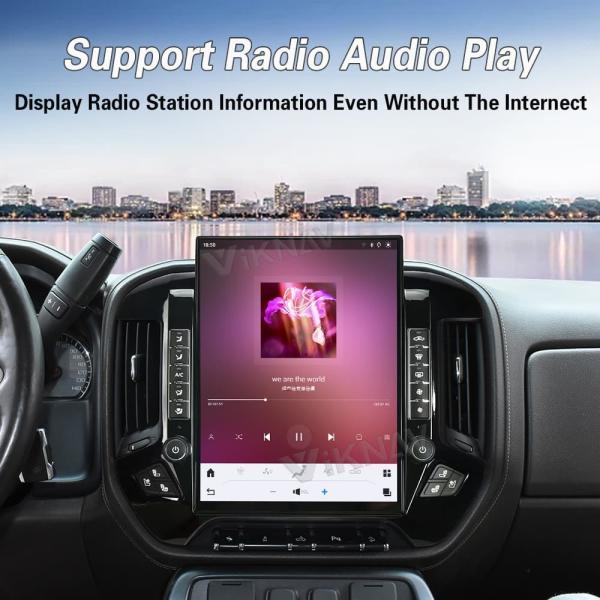 Viknav 15.6 Inch Car Radio For Chevrolet Silverado / GMC SIERRA 2014-2018 HD Touch Screen Android Head Unit Wirless Carplay GPS Navigation Player Autoradio (black 128GB)
