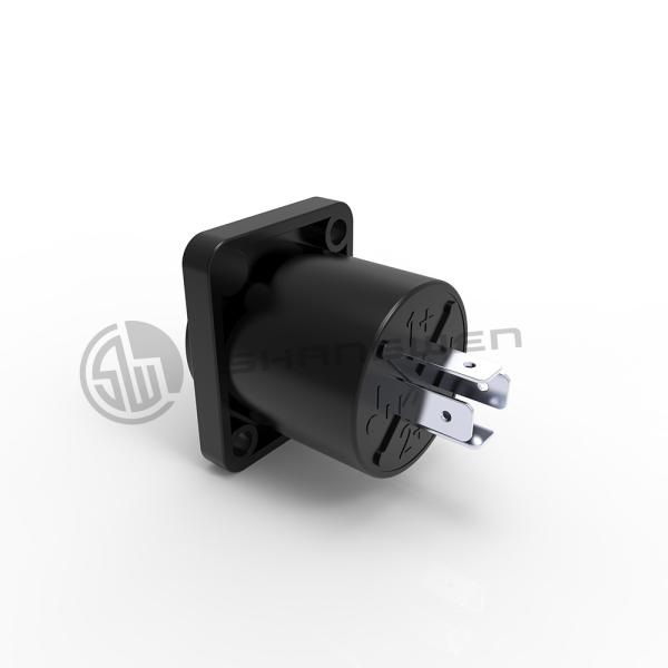 Customized 4-Pin Male Chassis Loudspeakers Connector with 30A Rated Current and Rectangle Shape