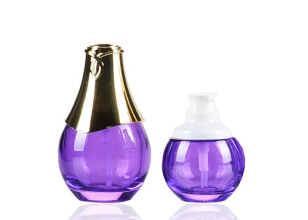 Light Purple Cosmetic Pump Glass Lotion Bottles Glass Skincare Bottles For Serum 120ml