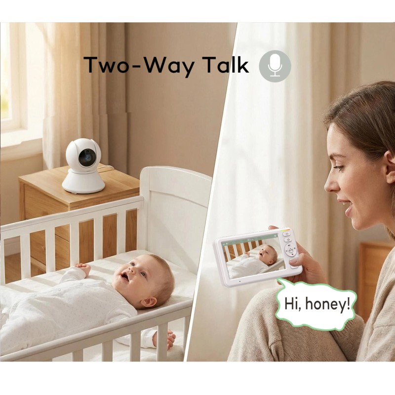 Video Baby Monitor Camera 5.0 Inch Wireless Two-Way Talk Night Vision Digital 5000mAh Battery 360 Degree Baby Monitoring Camera