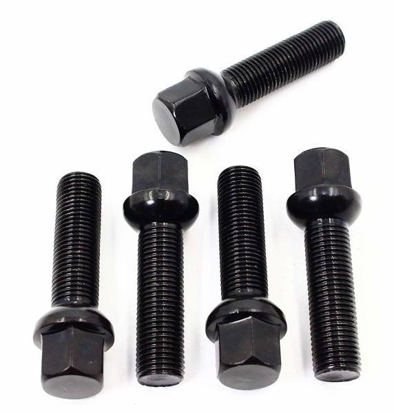 Black Ball Seat Wheel Lug Bolts 2.75 Inch 45mm Shank Length 17mm Hex For Mercedes